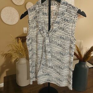 Laundry By Shelli Segal Black and White Dotted Blouse